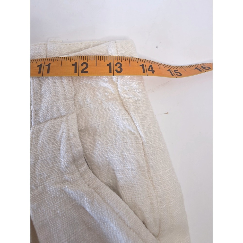 Urban Outfitters Wide Leg Linen Blend Trousers Cream Ivory SZ 0 2 Spots on Left - Picture 9 of 14